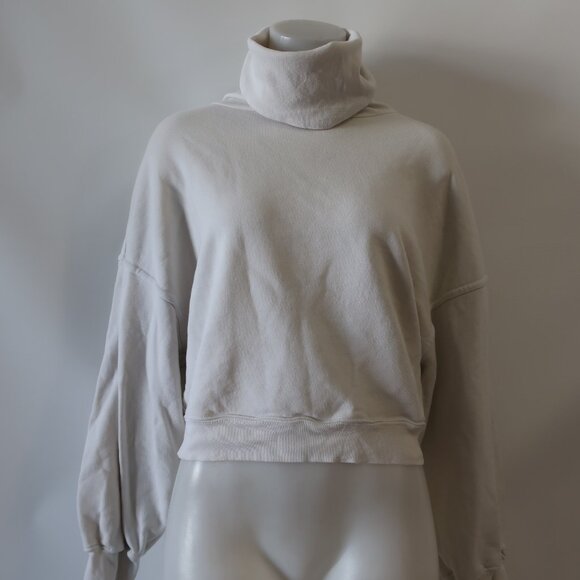 Womens Agolde Off White Turtleneck Oversized Sweatshirt Top S - Picture 2 of 6
